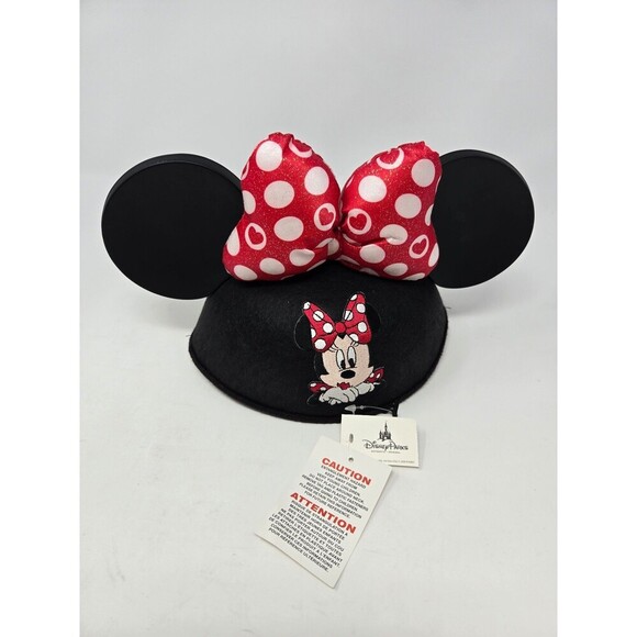NWT DISNEY PARKS AUTHENTIC MERCHANDISE MINNIE MOUSE BLACK MOUSE EARS RED BOW OS - Picture 10 of 12